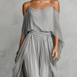Elena | Off-Shoulder Chiffonová tielko a súprava nohavíc