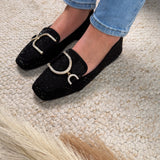 Glitter Čierne Loafery