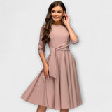 Ana | Elegantné Midi Šaty s Pásom