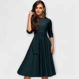 Ana | Elegantné Midi Šaty s Pásom